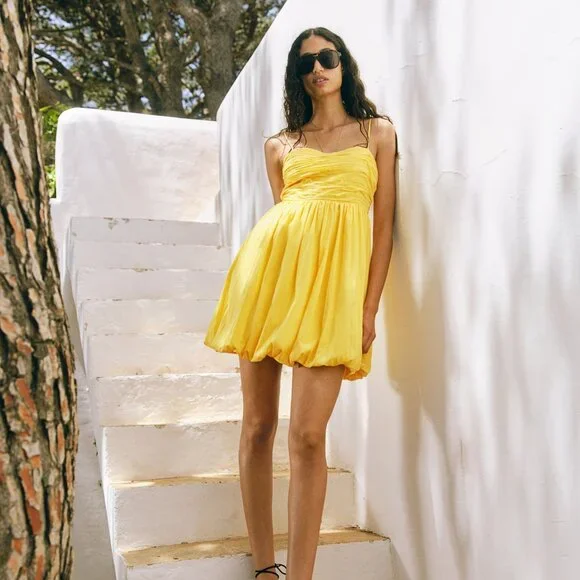 Yellow H&M Bubble-hem Dress